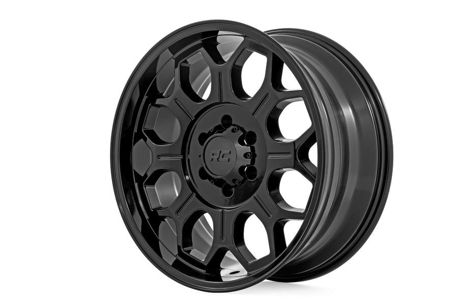 Rough Country 77 Serie Rin | Una Pieza | Negro Semi Brillante | 20x9 | 6x5.5 | -12mm