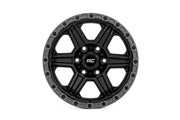 Rough Country 79 Serie Rin | Una Pieza | Negro Semi Brillante w/Gunmetal Ring | 17x8.5 | 6x5.5 | 0mm