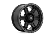 Rough Country 79 Serie Rin | Una Pieza | Negro Semi Brillante w/Gunmetal Ring | 17x8.5 | 6x5.5 | 0mm
