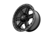 Rough Country 79 Serie Rin | Una Pieza | Negro Semi Brillante w/Gunmetal Ring | 17x8.5 | 6x5.5 | 0mm