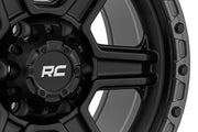 Rough Country 79 Serie Rin | Una Pieza | Negro Semi Brillante w/Gunmetal Ring | 17x8.5 | 6x5.5 | 0mm