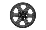 Rough Country 79 Serie Rin | Una Pieza | Gris Gunmetal w/Negro Ring | 17x8.5 | 6x5.5 | 0mm