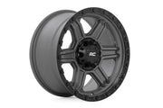 Rough Country 79 Serie Rin | Una Pieza | Gris Gunmetal w/Negro Ring | 17x8.5 | 6x5.5 | 0mm