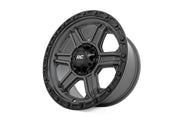 Rough Country 79 Serie Rin | Una Pieza | Gris Gunmetal w/Negro Ring | 17x8.5 | 6x5.5 | 0mm