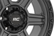 Rough Country 79 Serie Rin | Una Pieza | Gris Gunmetal w/Negro Ring | 17x8.5 | 6x5.5 | 0mm