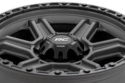 Rough Country 79 Serie Rin | Una Pieza | Gris Gunmetal w/Negro Ring | 17x8.5 | 6x5.5 | 0mm