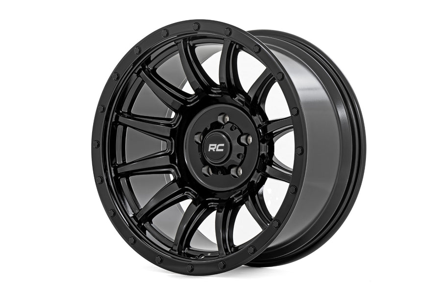 Rough Country 90 Serie Rin | Una Pieza | Negro Brillante | 18x9 | 6x5.5 | -12mm
