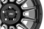 Rough Country 90 Serie Rin | Una Pieza | Negro Brillante con Rayos Maquinados | 20x9 | 6x5.5 | -12mm