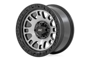 Rough Country 82 Serie Rin | Una Pieza | Negro Semi Brillante Maquinado | 17x9 | 6x5.5 | -12mm
