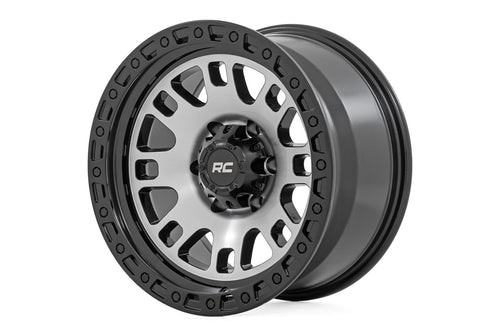 Rough Country 82 Serie Rin | Una Pieza | Negro Semi Brillante Maquinado | 15x8 | 5x4.5 | -19mm