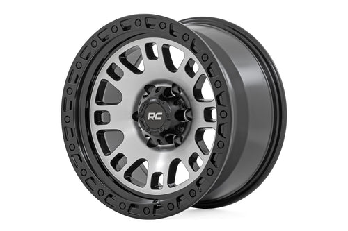 Rough Country 82 Serie Rin | Una Pieza | Negro Semi Brillante Maquinado | 17x9 | 5x5 | -12mm