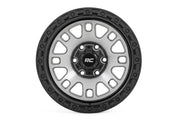 Rough Country 82 Serie Rin | Una Pieza | Negro Semi Brillante Maquinado | 17x9 | 5x4.5 | -12mm