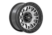 Rough Country 82 Serie Rin | Una Pieza | Negro Semi Brillante Maquinado | 18x9 | 6x5.5 | -12mm