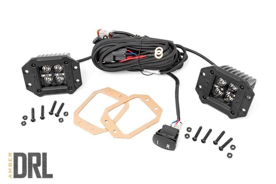 2 Inch LED Serie Negro Faros Auxiliares | Montaje Empotrado | Ámbar DRL