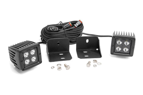 Luz LED | Montaje de Cabina | 2" Negro Pair | Flood | Can-Am Defender HD 5/HD 8/HD 9/HD 10