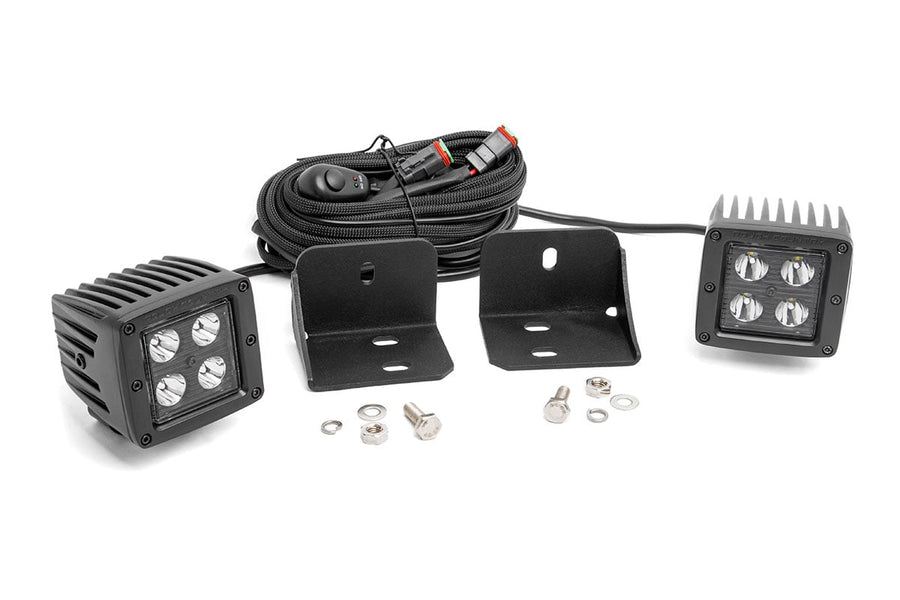 Luz LED | Montaje de Cabina | 2" Negro Pair | Flood | Can-Am Defender HD 5/HD 8/HD 9/HD 10