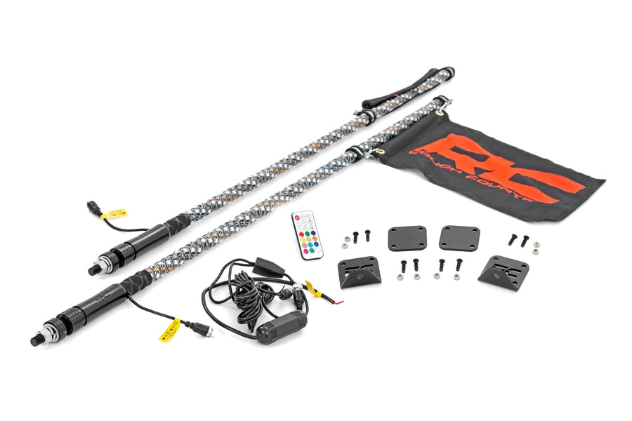 Montaje para Antena Whip | Bed | 4' Multl-Color LED Whip Pair | Honda Talon 1000