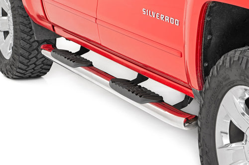 Estribos Tubulares Ovalados | Acero Inoxidable | Cabina Crew | DEF Tank | Chevy/GMC 1500/2500HD/3500HD (07-19 & Classic)