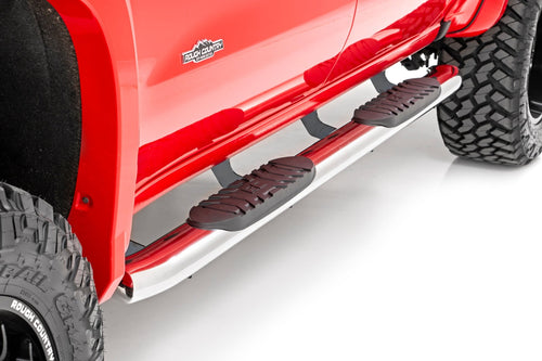 Estribos Tubulares Ovalados | Acero Inoxidable | Cabina Crew | Chevy/GMC 1500/2500HD/3500HD (19-26)