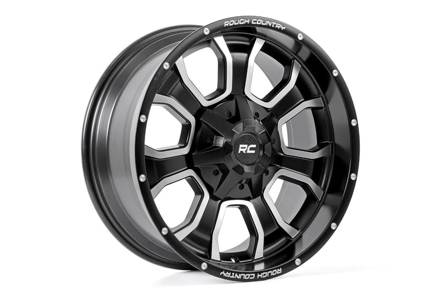 Rough Country 93 Serie Rin | Una Pieza | Negro Maquinado | 20x9 | 6x5.5/6x135 | 0mm