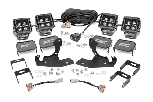 Kit de Luces LED | Montaje para Faros de Niebla | 2" Negro Pair | Ámbar DRL | Chevy Silverado 2500 HD/3500 HD (11-14)