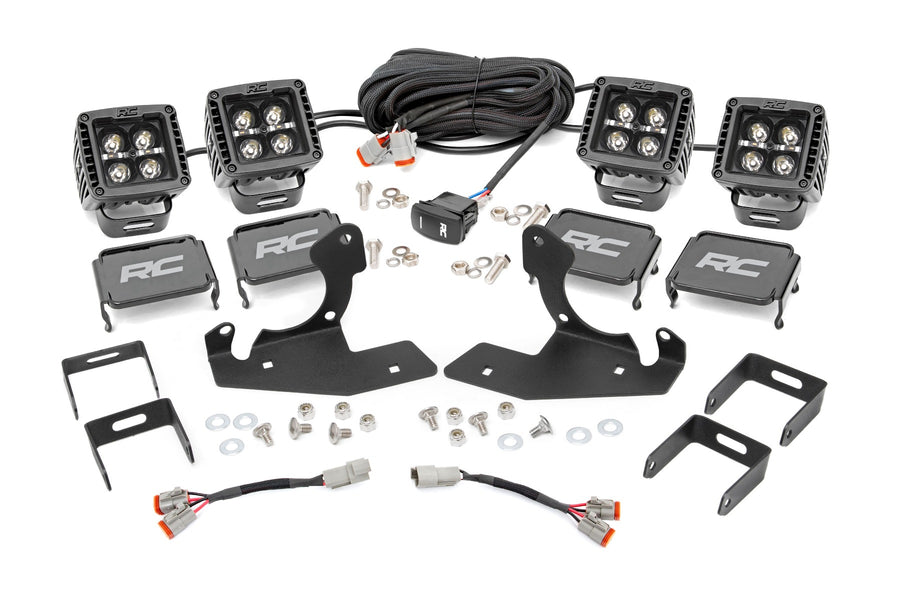 Kit de Luces LED | Fog | 2" Negro Pairs x2 | Blanco DRL | Chevy Silverado 1500/2500HD/3500HD 2WD/4WD