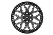 Rough Country 95 Serie Rin | Una Pieza | Negro Brillante Maquinado | 20x10 | 8x180 | -19mm