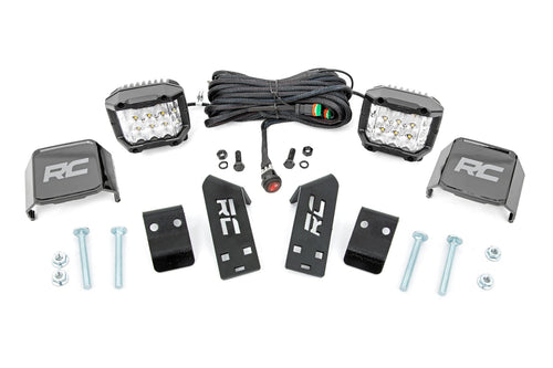 Kit de Luces LED | "A" Pillar Mount | 2" Cromado Pair | Ángulo Amplio | Polaris RZR PRO XP