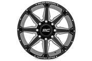 Rough Country 91M Serie Rin | Una Pieza | Negro Brillante | 20x12 | 8x6.5 | -44mm