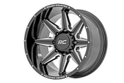 Rough Country 91M Serie Rin | Una Pieza | Negro Brillante | 20x12 | 8x6.5 | -44mm