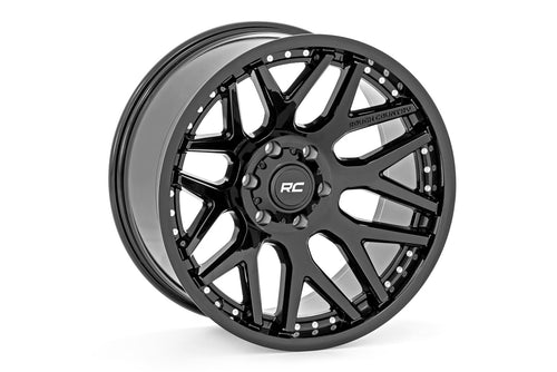 Rough Country 95 Serie Rin | Una Pieza | Negro Brillante | 20x10 | 6x5.5 | -25mm