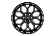 Rough Country 96 Serie Rin | Una Pieza | Negro Brillante | 22x10 | 6x5.5 | -19mm