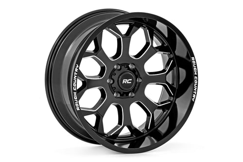Rough Country 96 Serie Rin | Una Pieza | Negro Brillante | 20x10 | 6x5.5 | -19mm