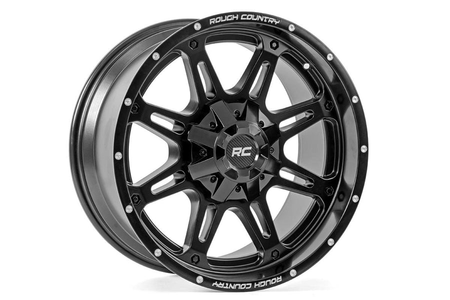Rough Country 94 Serie Rin | Una Pieza | Negro Mate | 20x10 | 8x6.5 | -18mm
