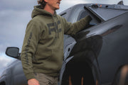 Sudadera con Capucha Rough Country | Playera RC Topográfica | Verde Militar | MD