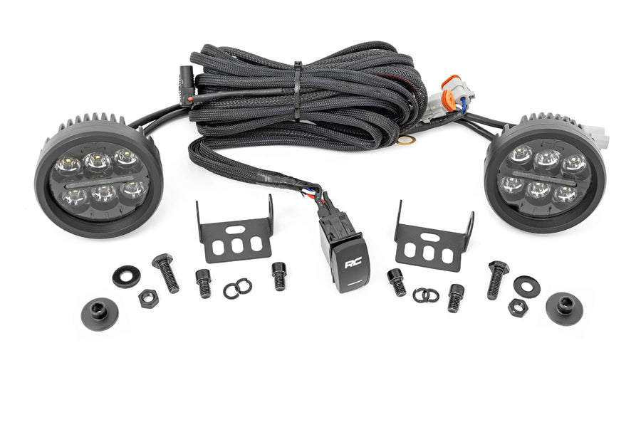 Kit de Luces LED | Montaje tipo Ditch | 3.5" Negro Redondo Pair | Ámbar DRL | Ford Bronco (21-26)