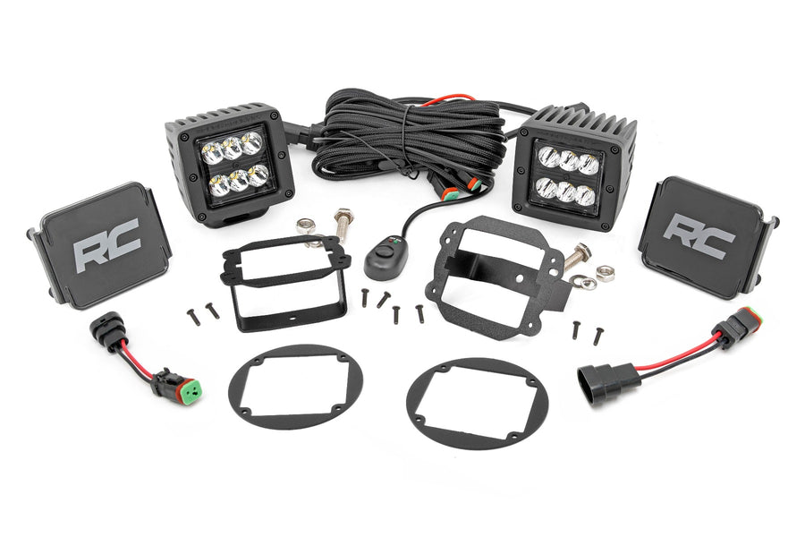 Kit de Luces LED | Montaje para Faros de Niebla | 2" Negro Pair | Jeep Wrangler JK/Wrangler Unlimited (10-18)